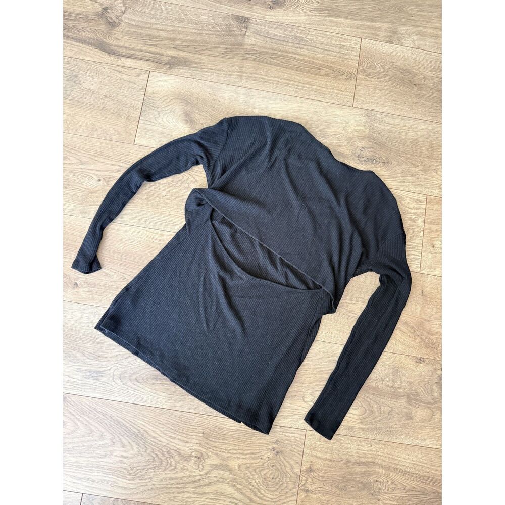 RAG + BONE JEAN M black Ribbed Long Sleeved open back shirt top black soft top